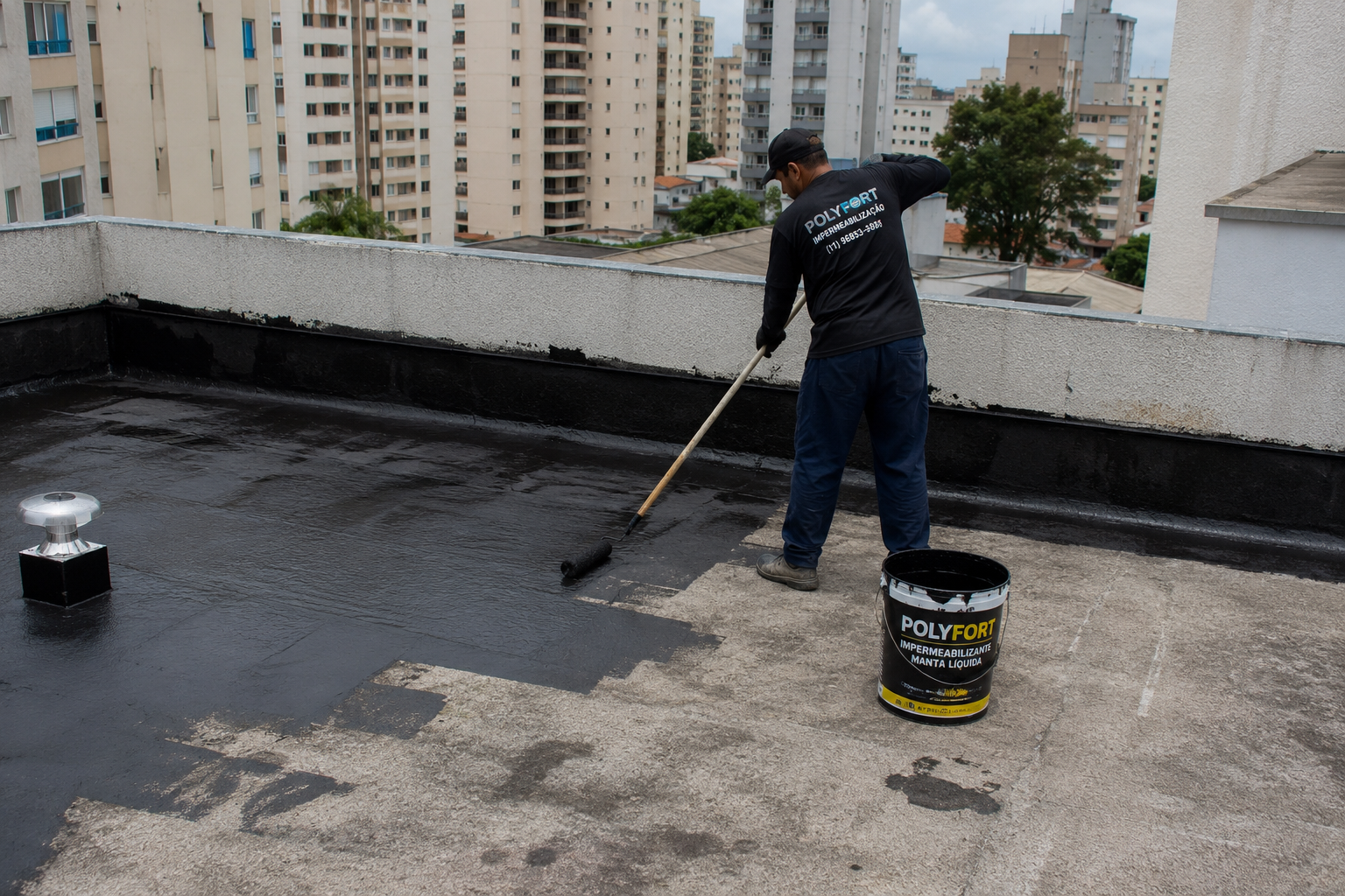 Residencial Monte Azul — Impermeabilização de laje de cobertura